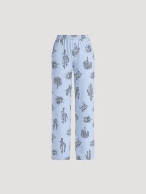 Women's Short Sleeve Pajama Set in White/Blue