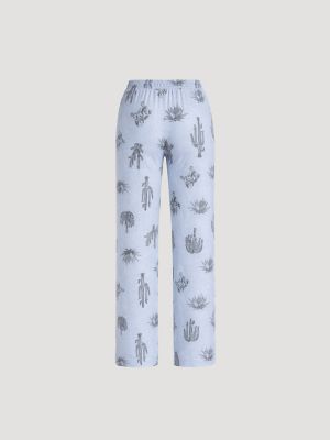 Women's Short Sleeve Pajama Set in White/Blue