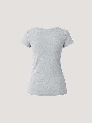 Women's Short Sleeve Pajama Set in White/Blue