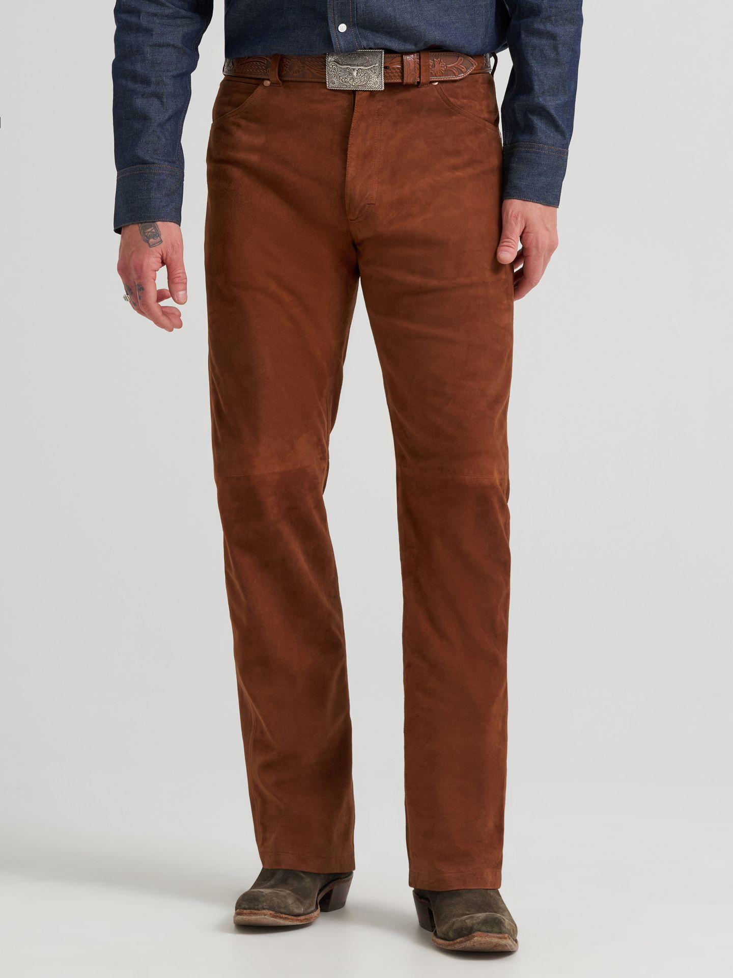 Мужские джинсы Wrangler Cowboy Cut® Blue Bell Suede, цвет: Вишнёвый красное дерево — фото 3