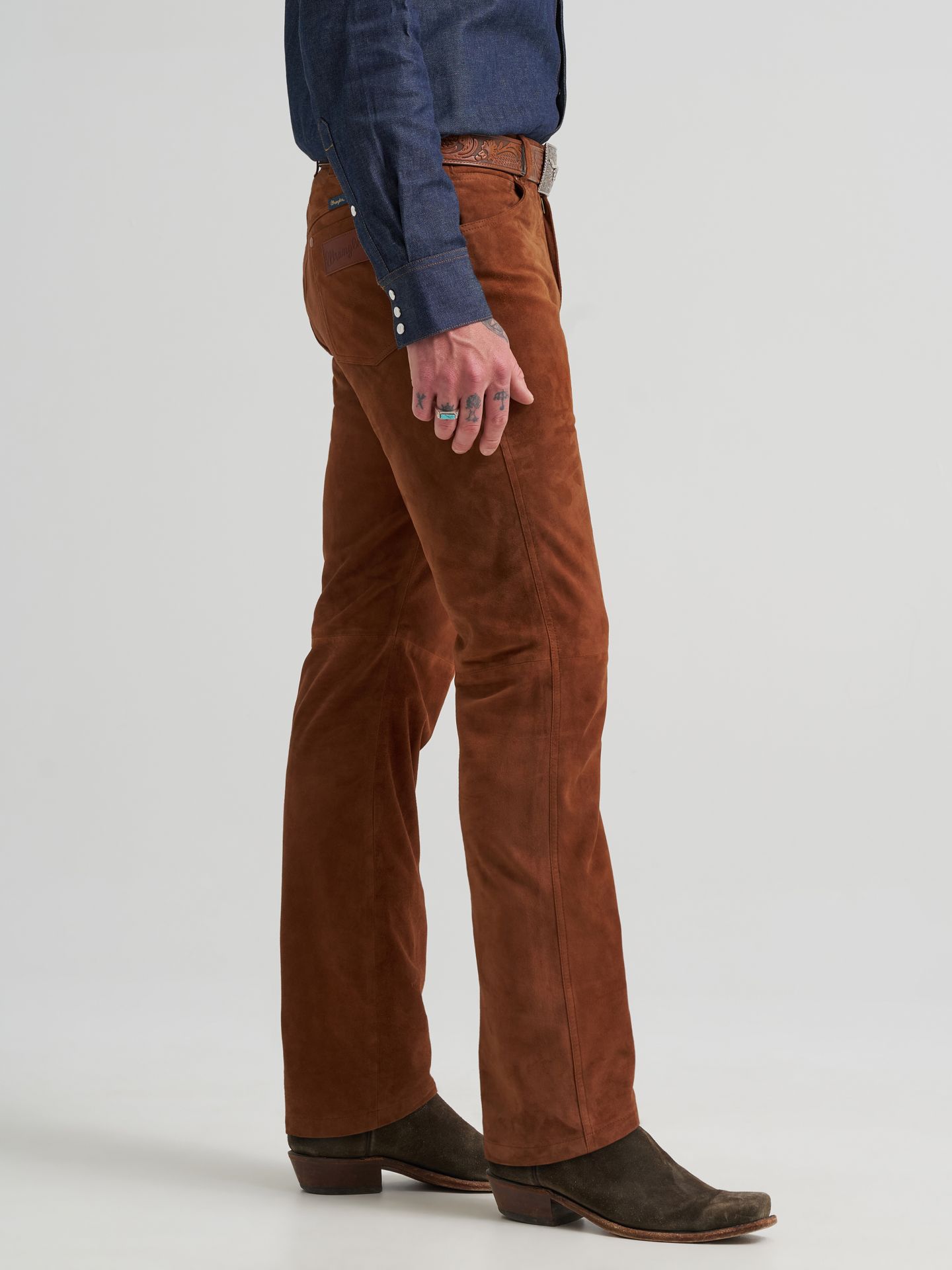 Мужские джинсы Wrangler Cowboy Cut® Blue Bell Suede, цвет: Вишнёвый красное дерево — фото 4