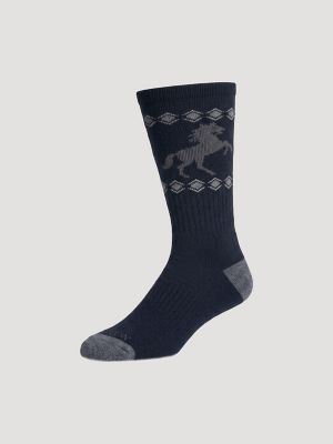 Men's Western Novelty Crew Socks (3-Pack) in Dark Denim