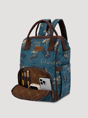 Aloha Cowboy Print Backpack:Jean Blue:One Size alternative view