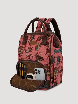 Aloha Cowboy Print Backpack:Hot Pink:One Size alternative view