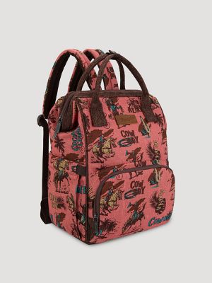 Aloha Cowboy Print Backpack:Hot Pink:One Size alternative view 3
