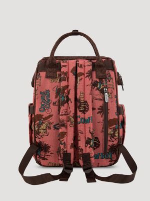 Aloha Cowboy Print Backpack:Hot Pink:One Size alternative view 4