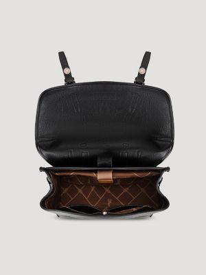 Faux Leather Convertible Satchel Backpack:Black:One Size: alternative view