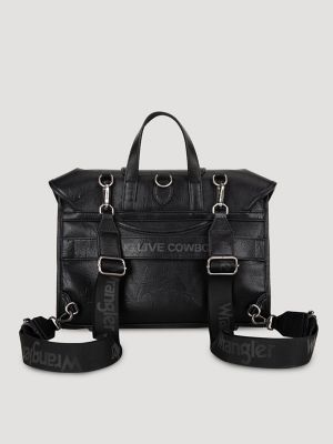 Faux Leather Convertible Satchel Backpack:Black:One Size: alternative view 2