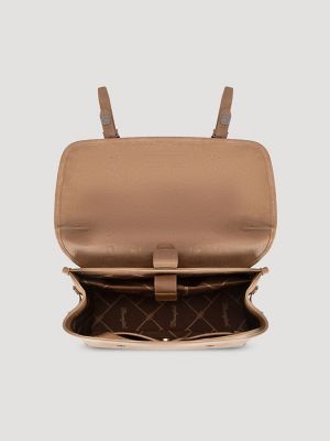Faux Leather Convertible Satchel Backpack:Khaki:One Size: alternative view