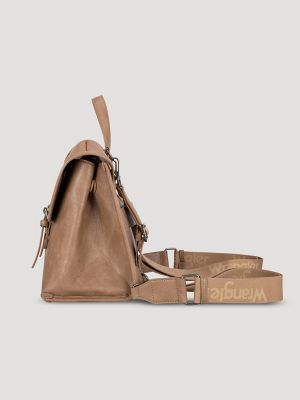 Faux Leather Convertible Satchel Backpack:Khaki:One Size: alternative view 2