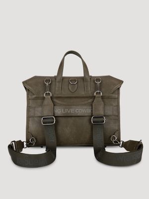 Faux Leather Convertible Satchel/Backpack in Green