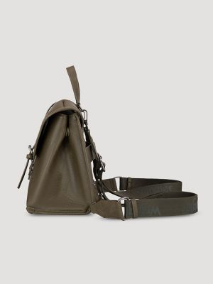 Faux Leather Convertible Satchel/Backpack in Green