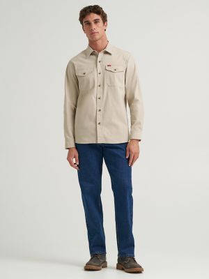 Men's Relaxed Fit Stretch Shirt in Feather Grey