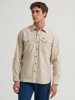 Men's Relaxed Fit Stretch Shirt in Feather Grey