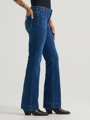 Women's Patch Pocket Rainbow Flare Jean in Dark Wash alternative view 3