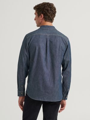 Men's Relaxed Fit Stretch Shirt in Shadow Indigo