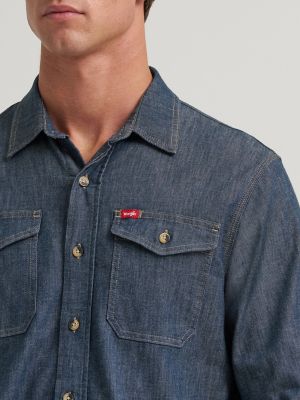 Men's Relaxed Fit Stretch Shirt in Shadow Indigo