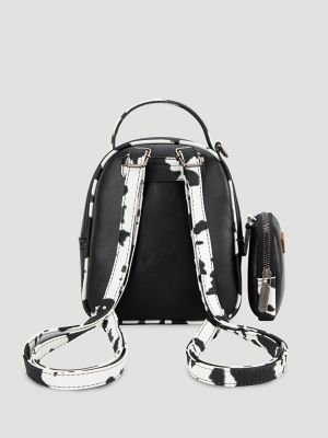 Cow Print Backpack with Coin Pouch