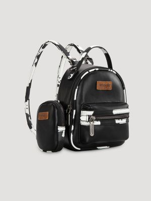 Cow Print Backpack with Coin Pouch
