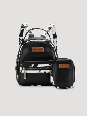 Cow Print Backpack with Coin Pouch