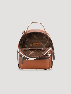 Cow Print Backpack with Coin Pouch in Brown