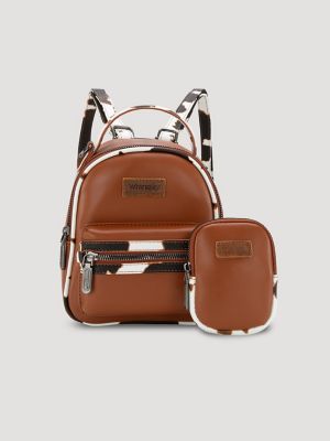Cow Print Backpack with Coin Pouch
