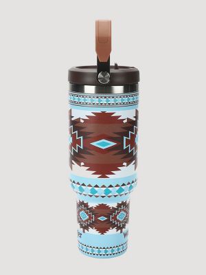 40 oz. Tumbler With Grip Handle in Turq/Brown