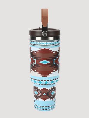 40 oz. Tumbler With Grip Handle in Turq/Brown