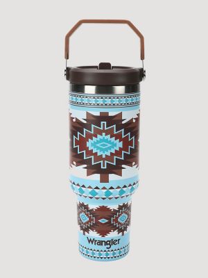 40 oz. Tumbler With Grip Handle in Turq/Brown
