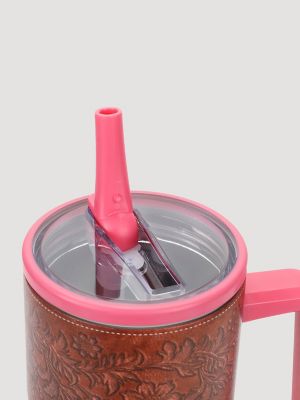 40 oz. Tumbler With Flip Lid in Pink/Brown