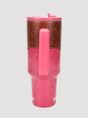 40 oz. Tumbler With Flip Lid in Pink/Brown