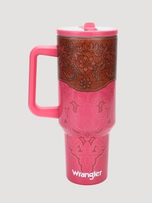 40 oz. Tumbler With Flip Lid in Pink/Brown