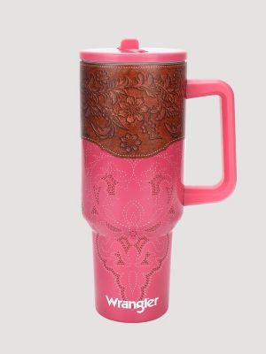 40 oz. Tumbler With Flip Lid in Pink/Brown