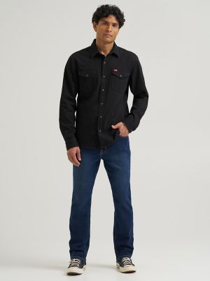 Men's Denim Western Snap Shirt in Black Rinse