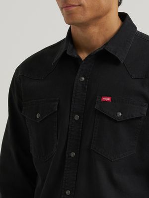 Men's Denim Western Snap Shirt in Black Rinse
