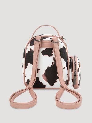 Cow Print Mini Backpack in Pink