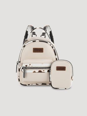 Cow Print Backpack with Coin Pouch