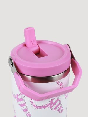 40 oz. Tumbler With Grip Handle in Pink/White