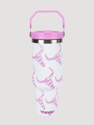 40 oz. Tumbler With Grip Handle in Pink/White