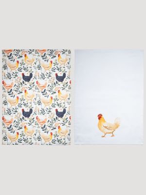 Wrangler Tea Towels 2 Pack:Chicken:One Size main view