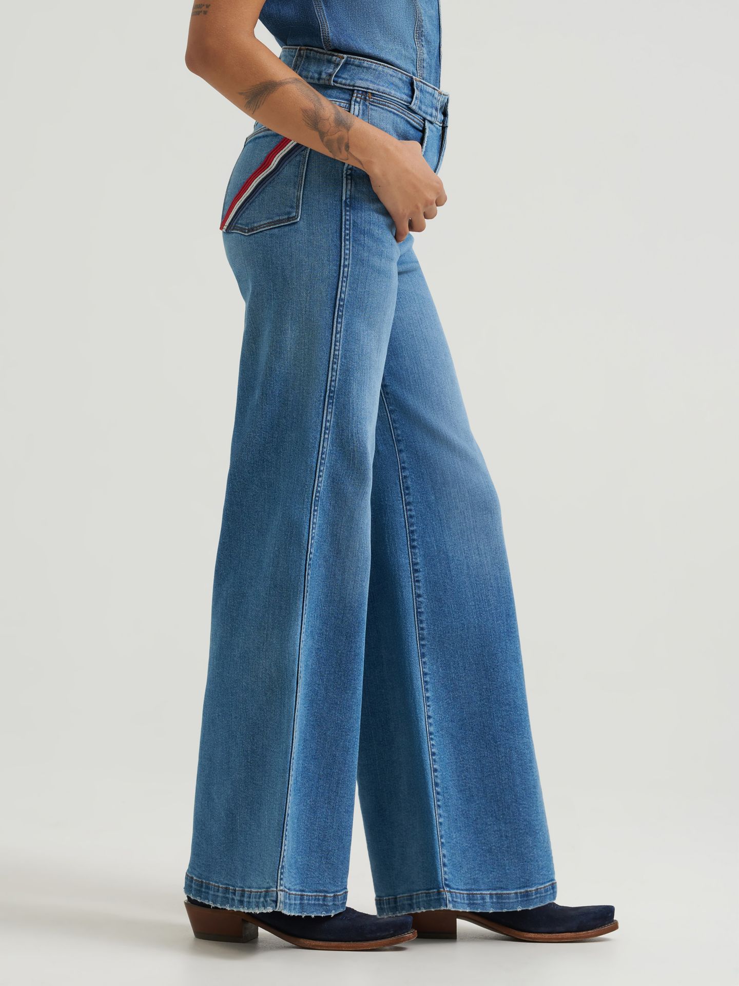 Женские джинсы Wrangler Rainbow Pocket Wide Leg, цвет: Ellis — фото 4