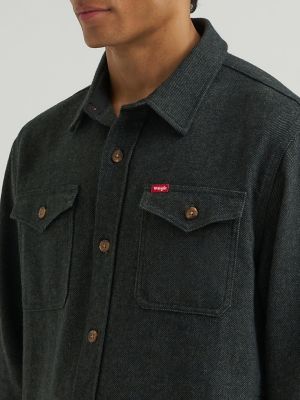 Men's Blanket Flannel Overshirt in Forest Night Heather