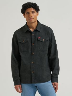 Men's Blanket Flannel Overshirt in Forest Night Heather