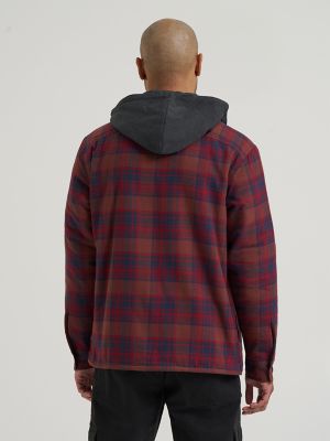 Men's Hooded Heavyweight Shirt Jacket in Brown Stone
