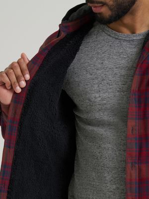 Men's Hooded Heavyweight Shirt Jacket in Brown Stone