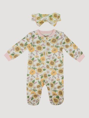 Wrangler Baby Girl Zip Coverall with Bow