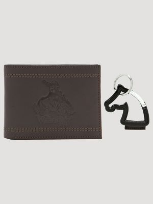 Men's Embossed Wallet & Horse Carabiner Set from Wrangler - $34.99