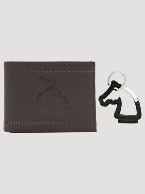Мужские аксессуары Wrangler Men's Embossed Wallet & Horse Carabiner Set