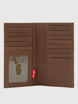 Mens Embossed Checkbook Wallet:Brown:One Size alternative view