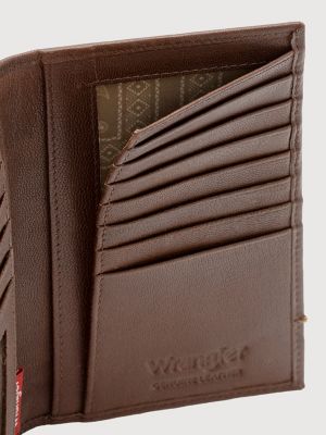 Mens Embossed Checkbook Wallet:Brown:One Size alternative view 2